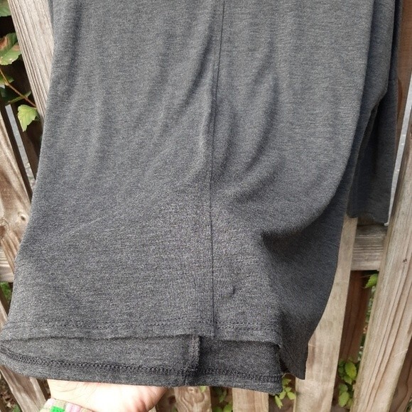 Zara W&B Collection Grey Top Back Zip Faux Leather Trim Dolman Bat Sleeve Size S - Picture 11 of 14